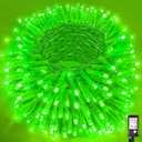Vivideal 300 LED String Lights Indoor 100ft Green St Patricks Day Lights for Bedroom Clear Wire 8 Modes, Waterproof Plug in Christmas Light with Timer Memory for Room Tree Party Decorations