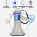 B S 50W Megaphone with Siren,Recording,SD Card,AUX Input for for Crowd Management,Emergencies