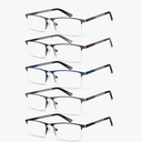 Blue Light Blocking Reading Glasses for Men, Half Frame Metal Readers Spring Hinge Eyeglasses Anti Eyestrain/Glare/UV 2.50