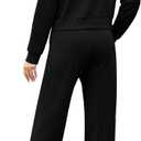 XIEERDUO Lounge Sets for Women 2025 Sweatsuit 2 Piece Outfits Sweatshirt Wide Leg Sweatpant Tracksuit Matching Set (Black, S)
