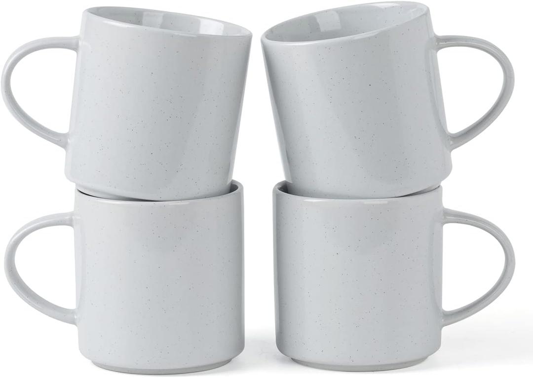Famiware Nebula 4 Pieces Coffee Mug, 14 oz Catering Mugs with Handle for Coffee, Tea, Cocoa, Milk, Light Gray