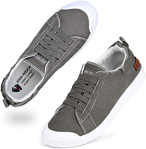 JENN ARDOR Women's Canvas Sneaker Slip-ons Loafers Shoes for Womens Fashion Casual Canvas Round Toe Soft Comfortable Walking Flats, 9,5