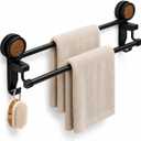 LGURT Towel Rack for Bathroom, Double Towel Bar, No Drill, 19.7in Black