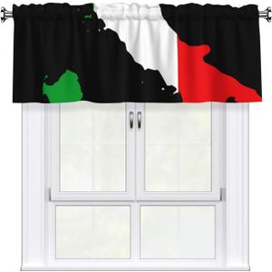 Italian Map Flag Printed Curtains and Sunshade Short Top Small Curtains are Suitable for Kitchens, Living Rooms, and Bedrooms 54x18in