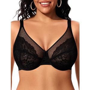 ProKloud Minimizer Bras for Women Full Coverage Supportive Plus Size Unlined Lace Underwire Bra, 38DD