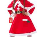 Morph Kids Santa Costume, Santa Costume Girls, Mrs Claus Costumes for Kids, Christmas Costumes for Girls (Medium)