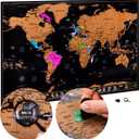 Atlas & Green Scratch Off World Map, All US States, Large 28x16.5" Travel Map. Places I've been Map World Poster Scratch Off Map. Accessories & Gift Tube (Brown)