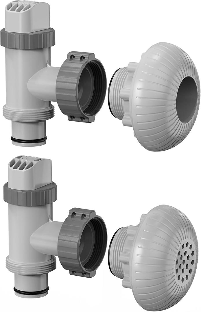 POOLHOUR Above Ground Pool Inlet & Return Replacement Kit with Plunger Valve, 1.5" Outlet Strainer Connector & Jet Nozzle & Strainer Grid, Compatible with I*tex/Col*m*n Pool Parts & Sand Pumps