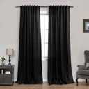 Black Curtains 84 Inches Long for Living Room,Light Filtering Semi Sheer Gothic Halloween Boho Farmhouse Linen Curtain Drapes 84 Inch Length 2 Panels Set for Bedroom,Moody Mid Century Modern Decor