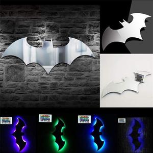 LED Bat Night Light Superhero Cool Lamp with 16 Colors Remote Control Wall Sconce Acrylic Engraved Neon Sign Light Wall Decor for Bedroom Party (A1-MR)