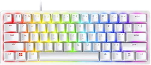 Razer Huntsman Mini (Purple Switch) - Compact 60% Gaming Keyboard (Clicking Optical Switches, Doubleshot PBT Keycaps, Removable USB-C Cable) QWERTY US Layout | Mercury White