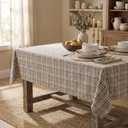 Horaldaily Buffalo Plaid Tablecloth 5584 Inch Rectangular, Beige Buffalo Checkered Table Cloth, Washable Farmhouse Table Decor for Dinner/Party Decoration/Holiday