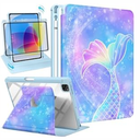 Uppuppy for iPad Air 5th/ 4th Generation Case 10.9, for iPad Pro 11 Inch Case Women Girls Folio Cover Pencil Holder Cute Pretty Unique Design Rotating Stand for Apple iPad Air 4/ 5 (2020/ 2022)/ Pro 11" 