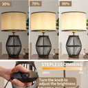 20'' Table Lamp, Dimmable Bamboo Desk Lamp Mid Century Modern