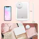 FUNTOUCH Rechargeable Travel Makeup Mirror with Lights and 10X Magnifying Mirrors, Portable Lighted Vanity Mirror with 80 Led,2000mAh Battery,3 Color Lighting,Touch Dimming,Tabletop Light up Mirror