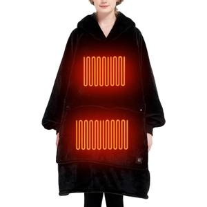 KFUBUO Heated Electric Wearable Blanket Throw Battery Operated Portable USB Cordless Outdoor Hoodie Sweatshirt