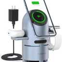 3 in 1 Mag-Safe Charging Station with Bluetooth Speaker, Auto-Rotating Magnetic Stand, 15W Qi2 Fast Wireless Charger for iPhone 17/16/15/14/13/12, Apple Watch, AirPods, 30W USB-C Adapter