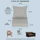 22x24 Inch Outdoor Deep Seat Cushions Set of 2,Thick High-Density Foam, Water-Resistant, Piped Edges & YKK Hidden Zipper for Patio Furniture,Greige