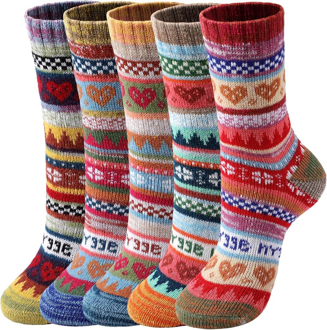 Trifabricy Wool Socks - Vintage Winter Warm Wool Socks for Women, Soft Cozy Thick Knit Boots Sock Gifts for Women Men (Multicolor)