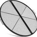 40 Inch X-Marks Fire Pit Grill Grate Round Foldable Fire Pit Cooking Grate Heavy Duty Steel Campfire BBQ Grill Grid with Handles for Outdoor Camping Cooking, Black