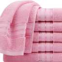 PiccoCasa Hand Towels for Bathroom 13 x 29 Inches 100% Cotton (6 Pack), Soft & Highly Absorbent Oversized Cotton Guest Towels for Hotel Spa, Face Towels Washcloth Pink