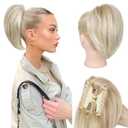 Ponytail Extension - 10" Short Claw Clip in Ponytail Hair Extensions Messy Bun Hair Piece Natural Soft Synthetic Straight Pony Tail Hair Pieces for Women - Dark Blonde with Light Ends