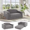 MeMoreCool Pull Out Loveseat Sofa Bed, Light Grey Boneless Futon Couch