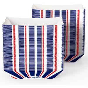 JOLLY CHEF 2lb Paper Food Trays, 250 Pack Paper Food Boats Disposable Serving Boats for Gameday, Food Holder Trays for Snacks French Fries Nachos Hot Dog Tacos BBQ Party