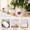 Leinuosen 7 Pcs Extra Large Buffet Risers Set 10" to 16" Rectangle Acrylic Display Box Catering Dessert Table Riser Food Display Decorative Stand with Hollow Bottom for Catering Supplies(White)