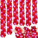 Chuangdi Chuangdi 16.4 Feet Valentine's Day Tinsel Garland with Lights 50 LEDs Metallic Tinsel Twist Garland Hanging Shiny Lights for Valentine Tree Wreath Wedding Home Party Decorations(Romantic Red)
