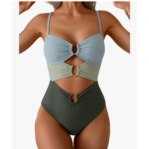 Eomenie One Piece Swimsuit for Women Ring Linked Monokini Sexy Bathing Suit Cutout Swim Suit M