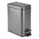 mDesign Small Modern 1.3 Gallon Rectangle Metal Lidded Step Trash Can, Compact Garbage Bin with Removable Liner Bucket and Handle for Bathroom, Kitchen, Craft Room, Office, Garage - Graphite Gray