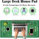 Green Desk Pads, Large Non-Slip Mousepads, Gaming Desk Pad - 35.4 X 15.7 inch for Work, Game, Home - American Football Field