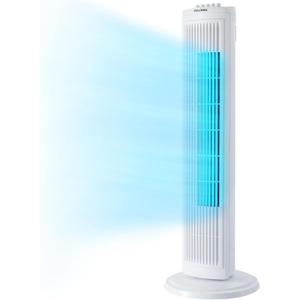 PELONIS 30" Tower Fan for Bedroom, Standing Fan with 3 Speeds, 90 Oscillation, Small Fan with 120-Min Auto Timer, White