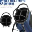 5 Way Golf Stand Bag with Full Length Dividers, Lightweight Golf Bag with Rain Cover, 6 Zippered Pockets & Cooler Bag, Breathable Straps