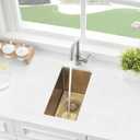 Gold Wet Bar Sink, 10 x 18 Inch Stainless Steel Small Undermount Kitchen Bar Sink 16 Gauge Single Bowl with Grid and Drain Strainer, 10"x18"x10"