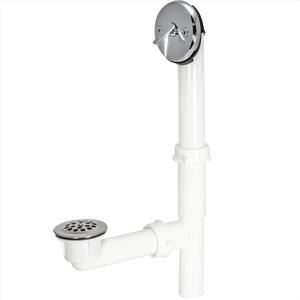 EZ-FLO 1-1/2 Inch Trip-Lever Bath Tub Drain Kit, 2-Hole Overflow Plate with Plastic Strainer, 35207