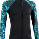 2mm Wetsuit Top Neoprene Wetsuits Jacket Thermal Long Sleeves Diving Suit for Men Women Scuba Diving Surfing Open Water Swimming Snorkeling (Small, Starry Blue)