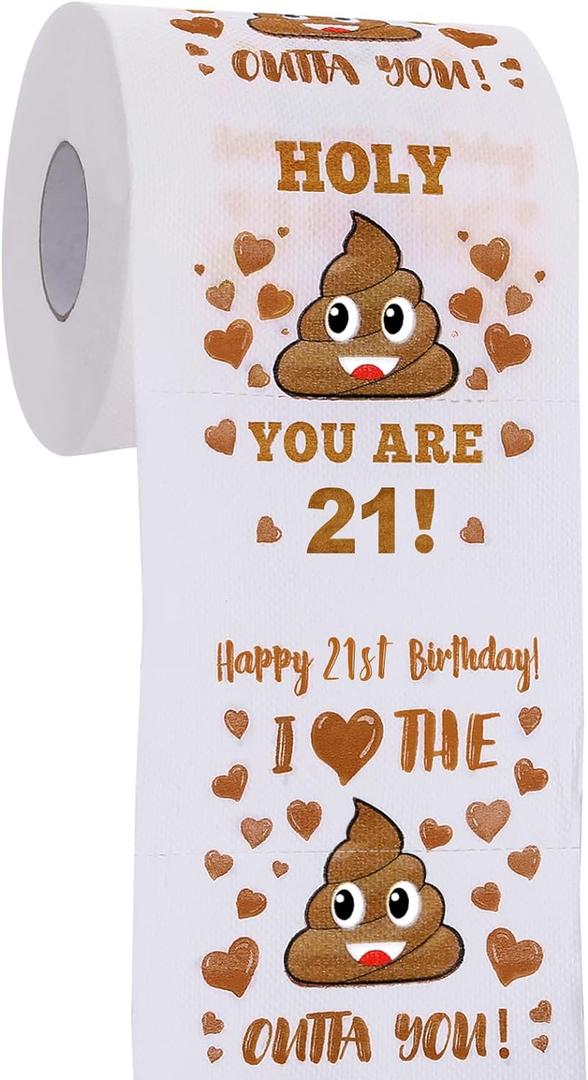 21st Birthday Gifts for Her Him - Happy Prank Toilet Paper - 21st Birthday Decorations Party Supplies Favors - Novelty Bday Present for Boy Girl, Men Women, Guys, Friends - 21 Year Old Funny Gag Gifts