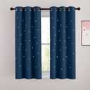 NICETOWN Kids Blackout Curtains for Boys Bedroom, Grommet Thermal Insulated Star Cutout Room Darkening Curtains for Living Room, Set of 2 Panels, 34 x 54 Inch, Moroccan Blue