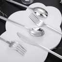 DaYammi 150 Pcs Silver Plastic Silverware, Silver Disposable Cutlery Heavy Duty Disposable Silverware Include: 50 Plastic Forks, 50 plastic Spoons and 50 Knives for Party Wedding