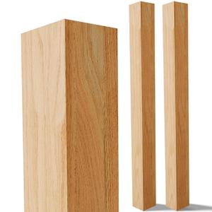CroBlissful 2 Pcs 3.5 x 3.5 x 48 Inch Stair Post Modern Solid Red Oak Wood Blank Square Newel Post for Stairs Remodeling
