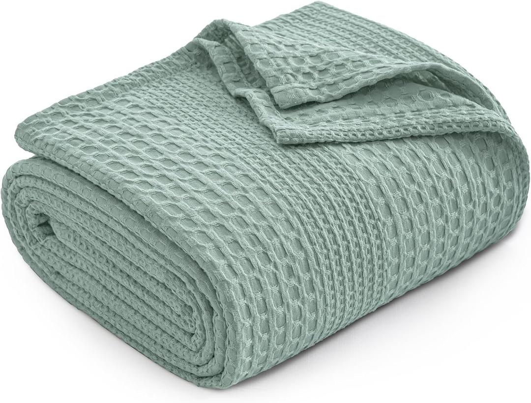 PHF Lightweight Waffle Weave Blanket Twin Size, Breathable & Ultra Soft, 66"x 90" Soft & Cozy Thin Blanket for All Season & Hot Sleepers, Bed, Home Decor - Aqua Gray