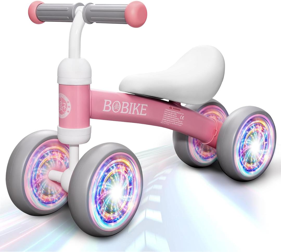 Baby Balance Bike Toys for 12-36 Months Kids Toy Boy and Girls Gifts Toddler Best First Birthday Gift Children Walker No Pedal Infant 4 Wheels Bicycle (Pink)