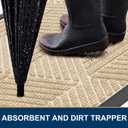 Smiry Front Door Mat Outside Entrance, Heavy Duty Sturdy Natural Rubber Doormat, Trap Dirt and Moisture, Easy Clean Low Profile Welcome Floor Mats for Indoor Outdoor Entry, 35x23 Inch, Beige