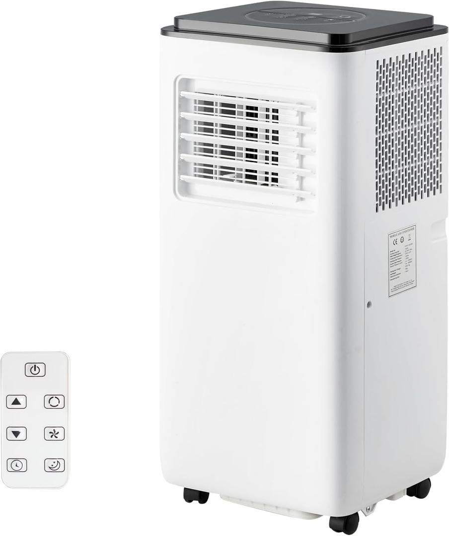 10,000 BTU Portable Air Conditioner for Rooms Up to 450 Sq.Ft, 3-In-1 Cooling, Dehumidifier & Fan with Remote, Ultra-Quiet 45dB, 24H Timer, Energy-Efficient & Easy-Move Design, Black Top