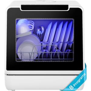 EUHOMY Countertop Dishwasher Portable, 8 Programs Mini Dishwasher with 5L Built-in Water Tank and Inlet hose, No Hookup Needed, Dish Washer with Self Clean/Baby Care/Air Dry, for Apartments & RVs