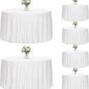 Fixwal 120 Inch White Round Tablecloth, 6 Pack Round Table Cloth Polyester Fabric Washable Table Covers for Wedding, Party, Banquet, Dining, Birthday Events