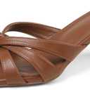 Femflame Black Kitten Heels for Women Flip Flops Strappy Heels Summer Square Open Toe Slides Mules Low Heels Women's Heeled dressy Sandals Brown Size 7