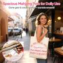 8 Pack Mahjong Gifts for Women, 4 Canvas Mahjong Tote Bags with Inner Zipper Pocket & 4 Plastic Pink Tumblers 24oz